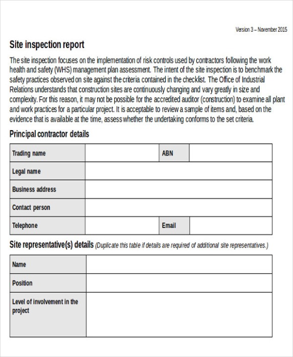 9  Construction Project Inspection Report Template