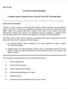 9  Hr Investigation Summary Report Template Example