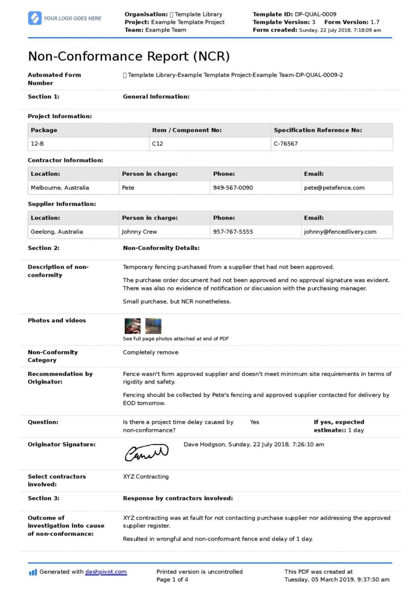 9 Printable Corrective Action Report Format Template Sample