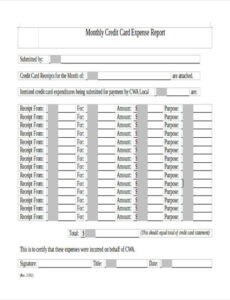 Editable Company Credit Card Expense Report Template Pdf