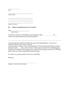 Free Editable Unauthorized Pet Notice Template Doc Sample