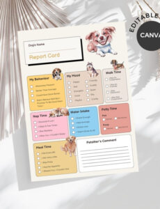 Free Printable Dog Boarding Report Card Template Docx