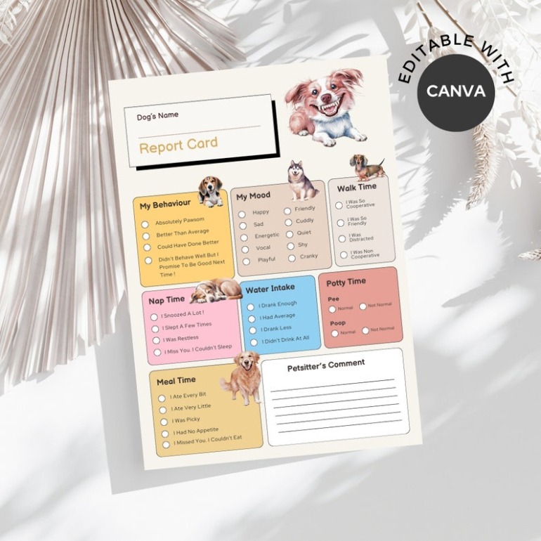 Free Printable Dog Boarding Report Card Template Docx