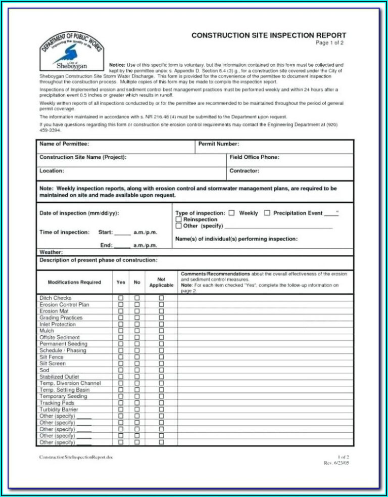 Residential Electrical Inspection Report Template