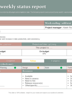 Top Printable It Project Weekly Status Report Template Word