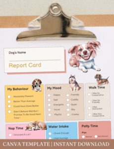 Top Printable Pet Boarding Report Card Template Docx