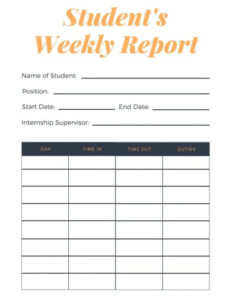 10  High School Weekly Progress Report Template Pdf