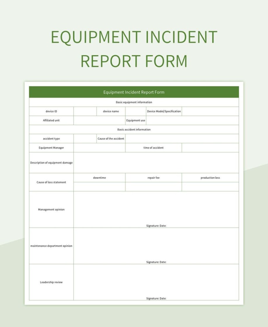 5 Editable Equipment Damage Report Template Docs