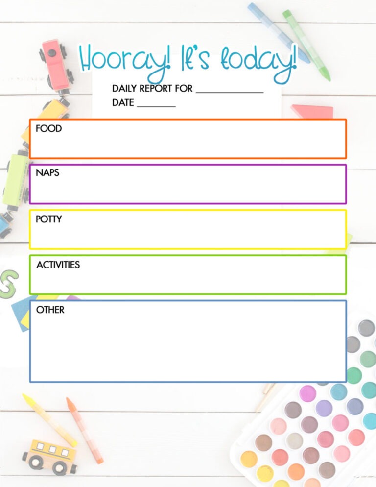 Preschool weekly progress report template