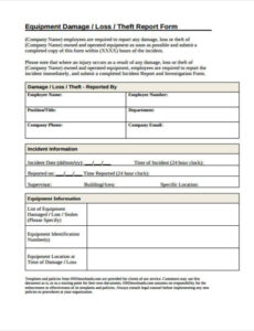 6 Printable Equipment Damage Report Template Excel