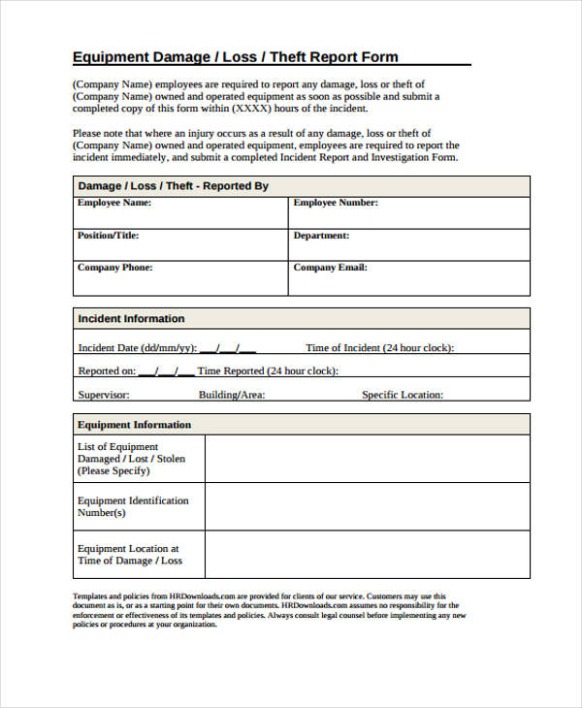 8 Printable Warehouse Damage Report Template Word