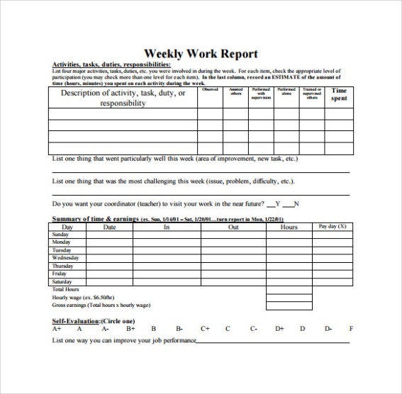 Best Printable Personal Progress Report Template Xls