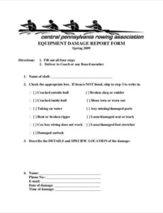 Equipment Damage Report Template Sample