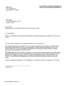 Free Blank Abandoned Property Notice Template Word Sample