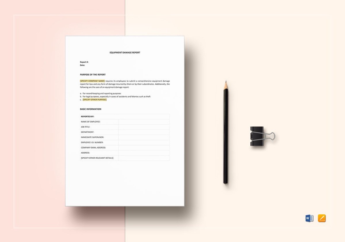 Free Editable Warehouse Damage Report Template Docs