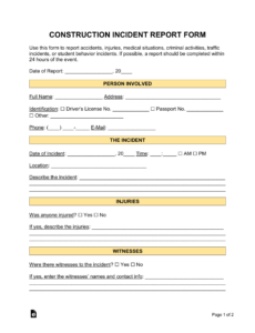 Free Editable Workplace Injury Report Template Docx