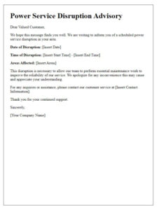 Free  Power Outage Notice Template