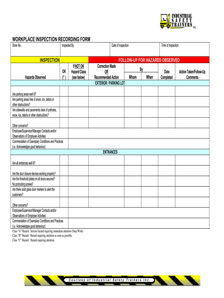 Free Printable Factory Inspection Report Template Xls