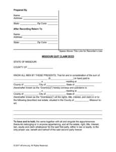 editable fillable online missouri quit claim deed form fax email print  pdffiller missouri quit claim deed template example