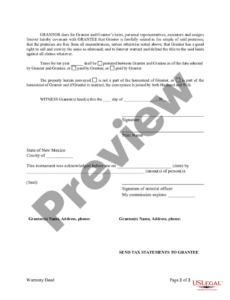 new mexico warranty deed from individual to individual  us legal forms new mexico warranty deed template example