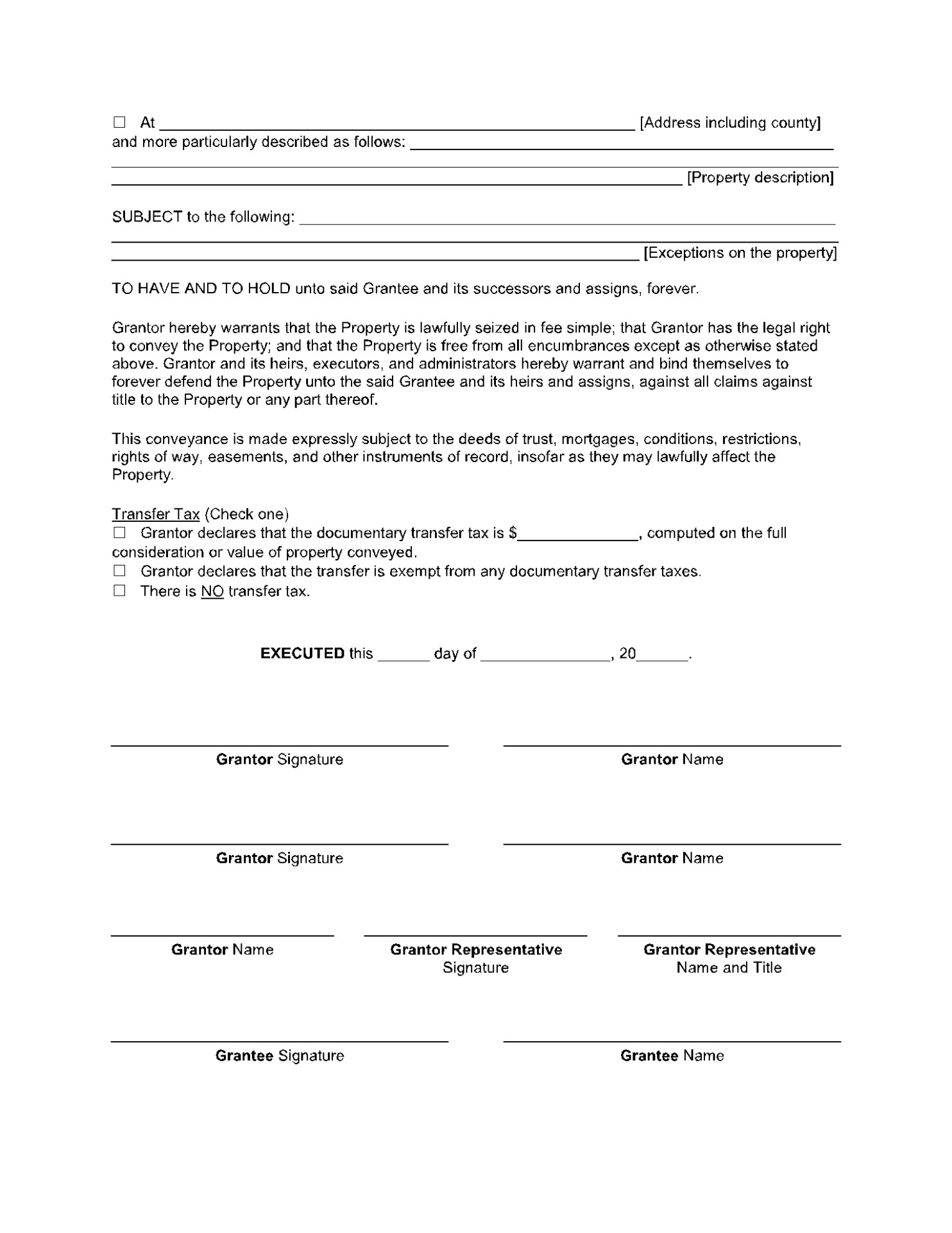 printable general warranty deed form 2 oklahoma general warranty deed template example
