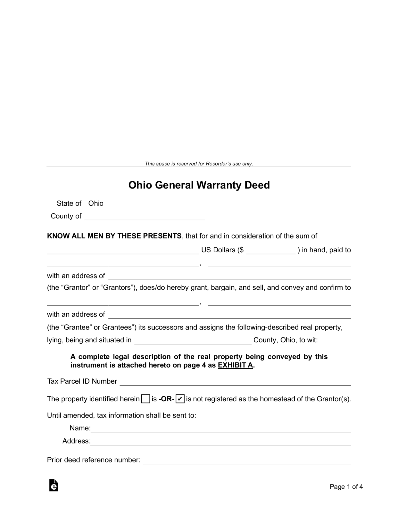 printable ohio deed forms  eforms new mexico warranty deed template pdf