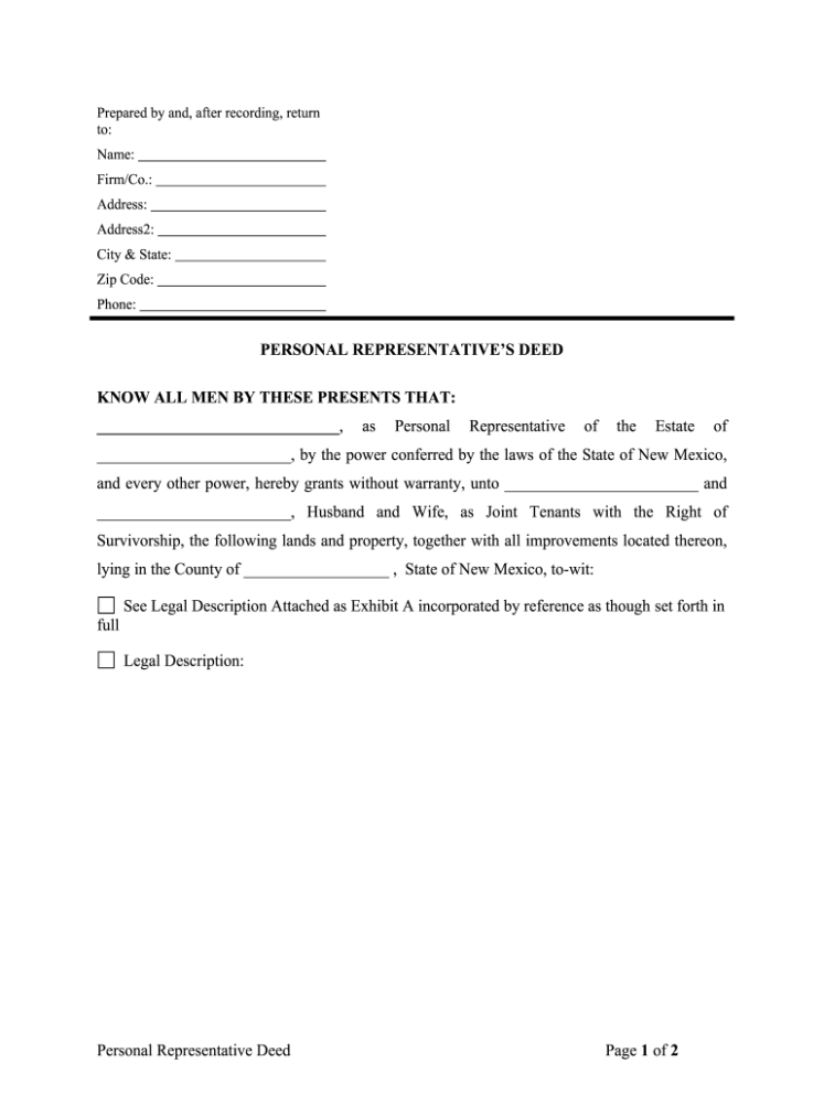sample nm quitclaim deed fill out &amp;amp; sign online  dochub personal representative deed template example