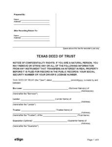 texas deed of trust form floating deed of trust template word