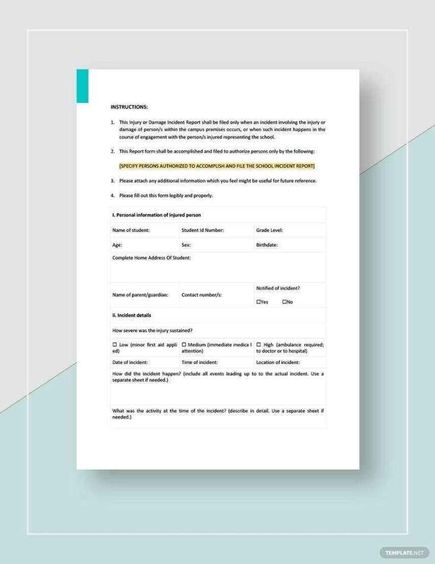 6  After School Incident Report Template Xls