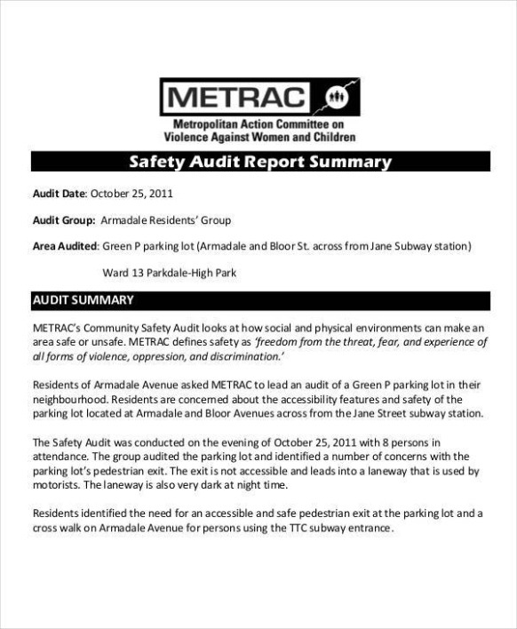 6  Site Safety Audit Report Template Pdf