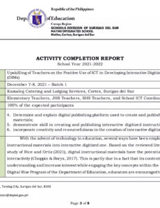 9 Editable Activity Completion Report Template Word