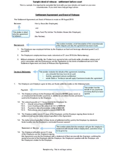 free confidentiality settlement agreement and deed of release  pdfsimpli fair work deed of release template
