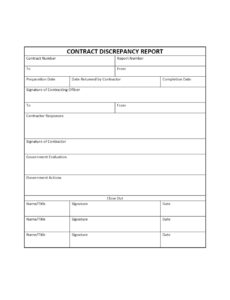 Free Editable Discrepant Material Report Template Docx