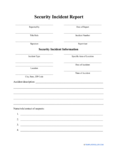 Free Editable Post Security Incident Report Template Docx