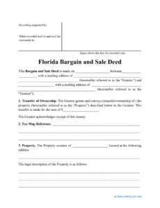 free florida bargain and sale deed form  fill out sign online and download grant bargain sale deed template word