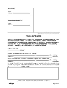 free free texas gift deed form  pdf  word property gift deed template