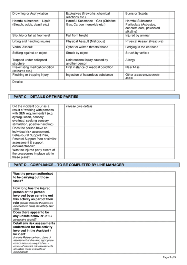Middle School Incident Report Template Example