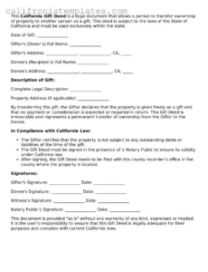 printable free california gift deed pdf form ≡ california templates property gift deed template word