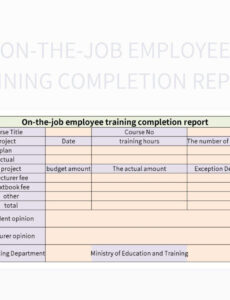 Printable Work Completion Report Template Docx