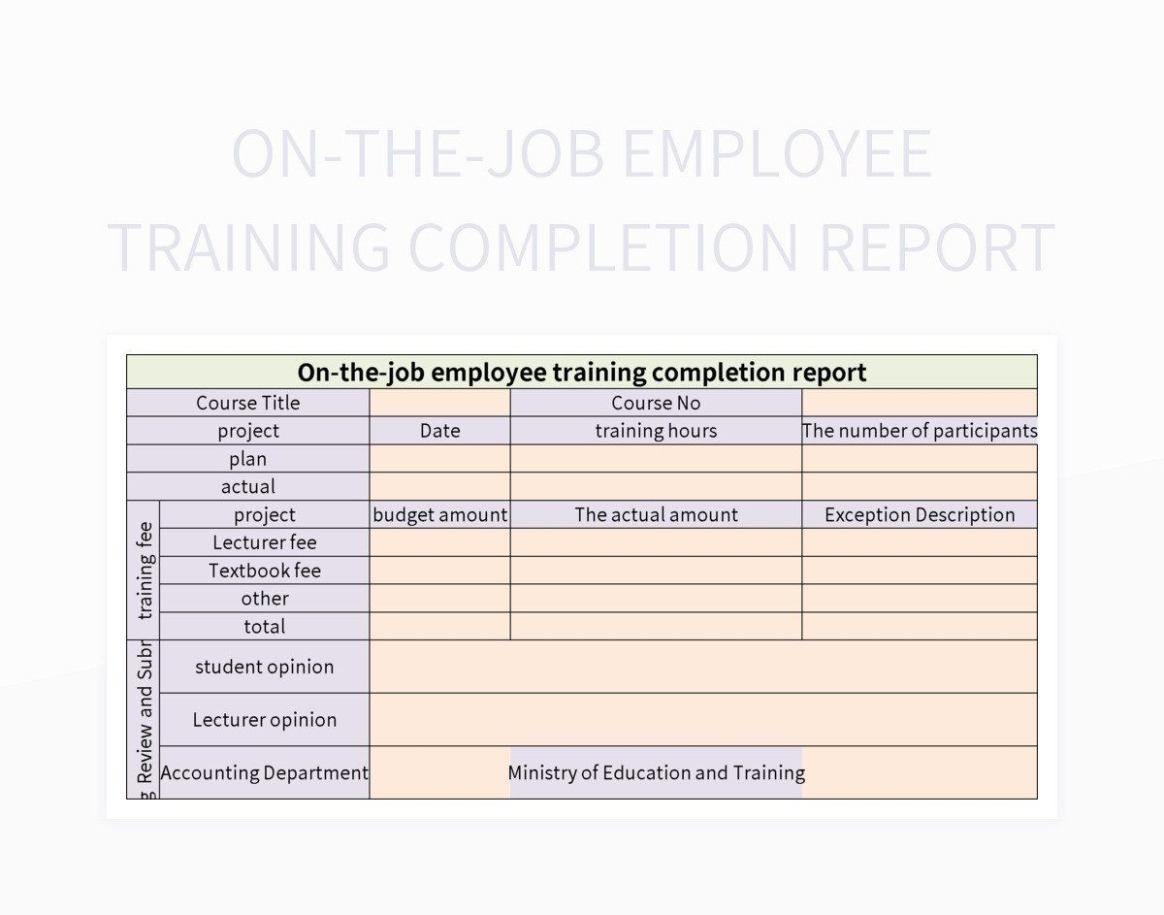 Printable Work Completion Report Template Docx