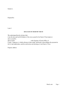 tennessee deeds fair work deed of release template