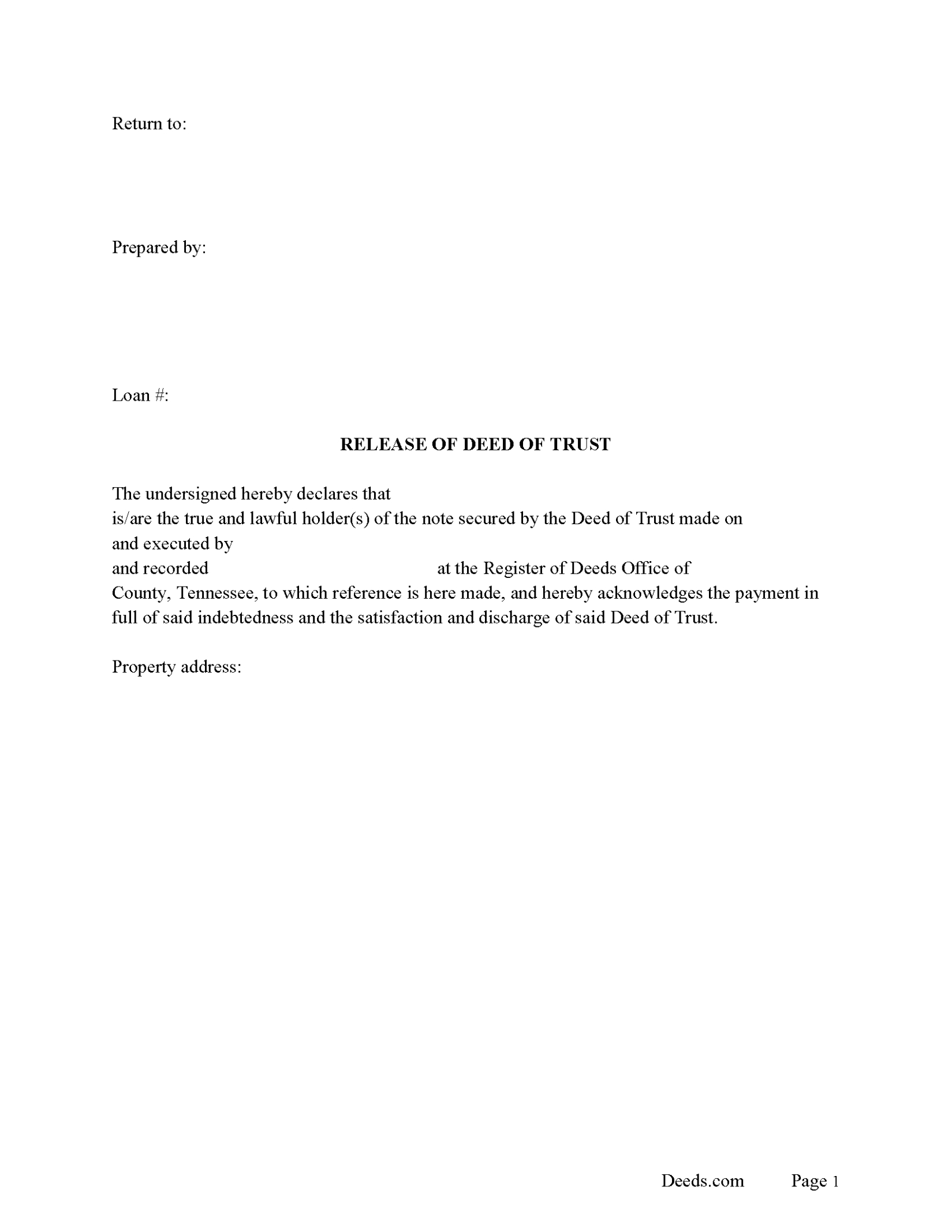 tennessee deeds fair work deed of release template