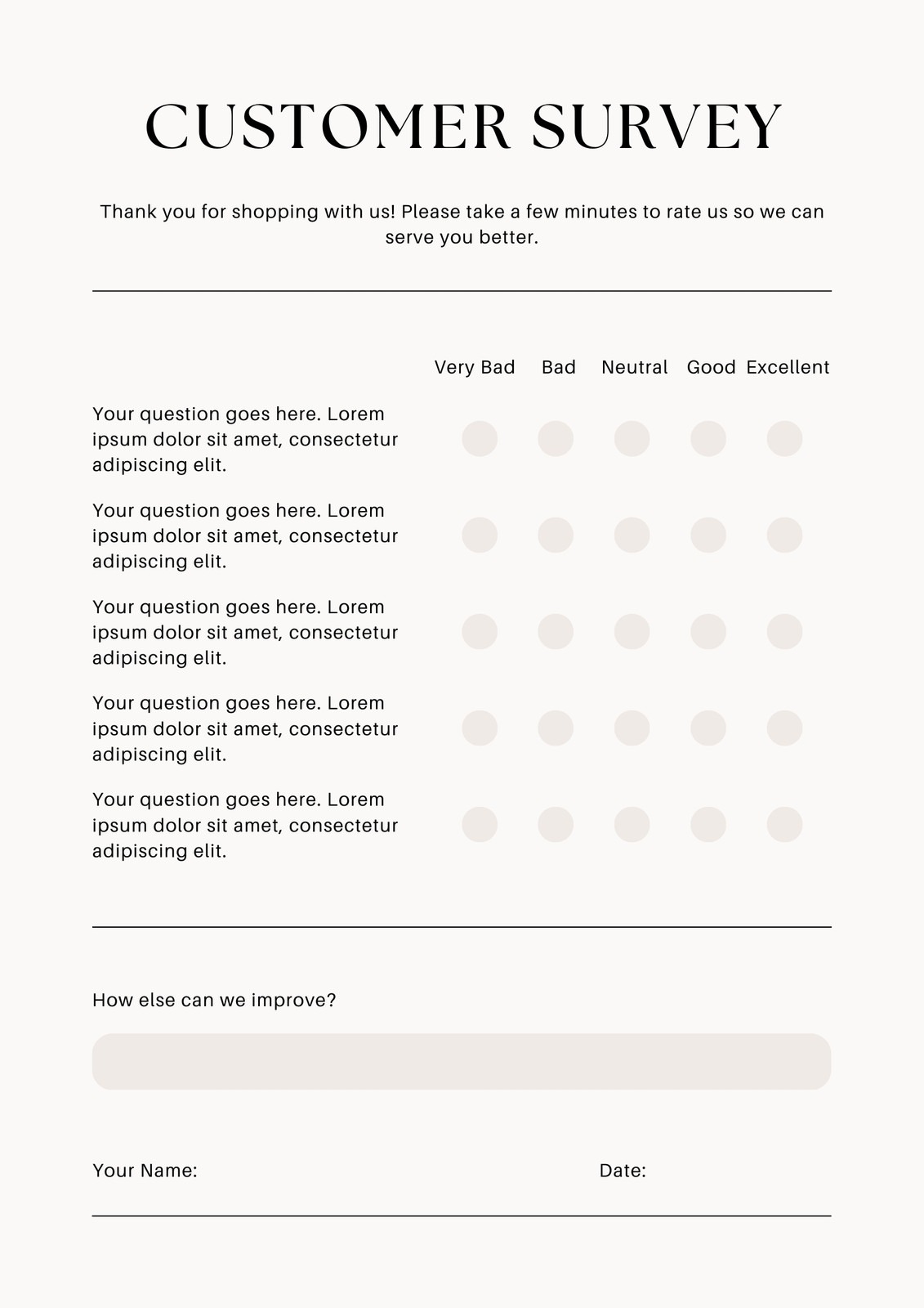 customer-service-questionnaire-template