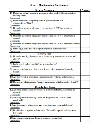 security-assessment-questionnaire-template