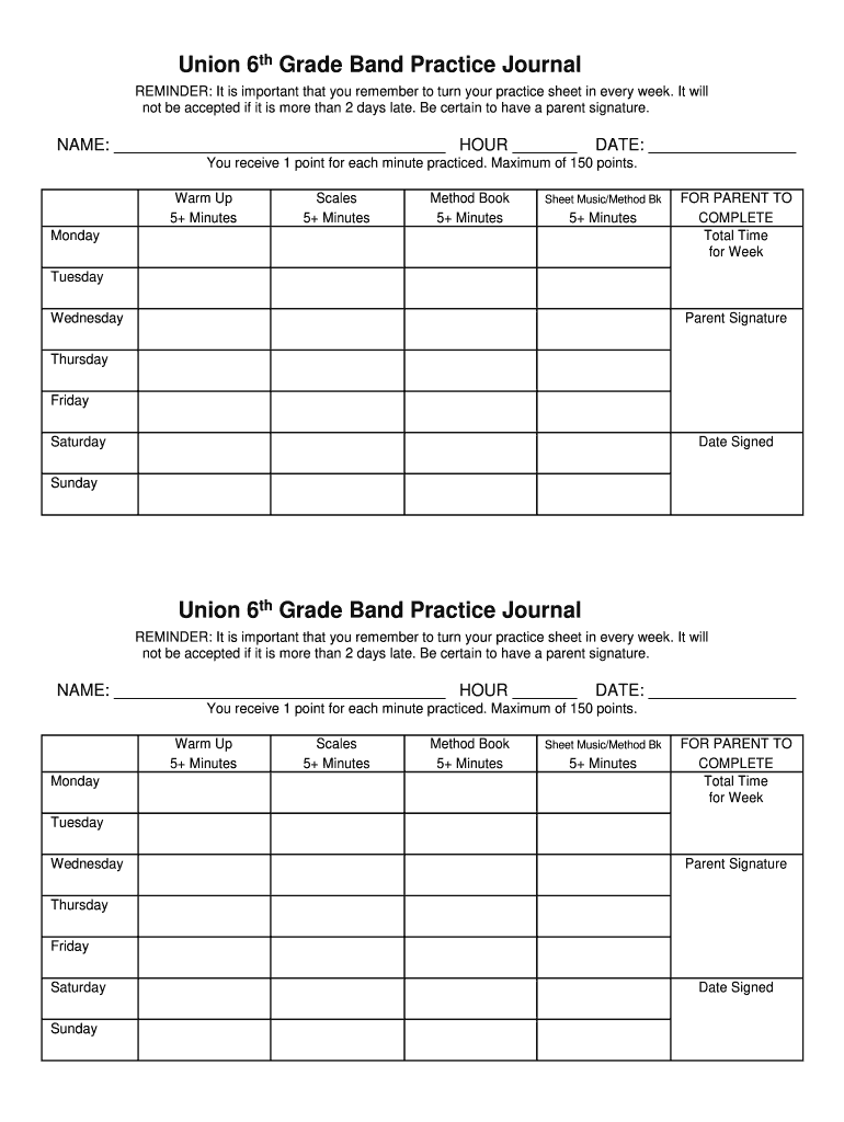 marching-band-section-practice-journal-template