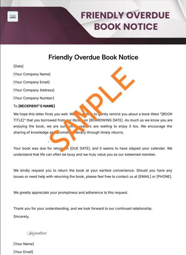 Overdue Library Book Notice Template