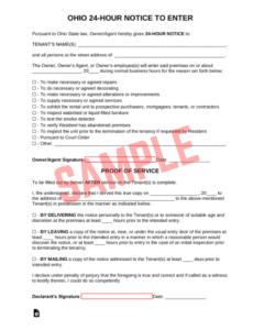 Printable 24 Hour Notice To Enter Ohio Template