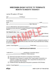 Free 28 Day Notice Terminate Tenancy Template