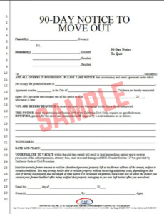 Printable 90 Day Notice To Move Out Template Free 90 Day Notice To Move Out Template