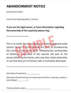 Free Abandoned Vehicle Removal Notice Template